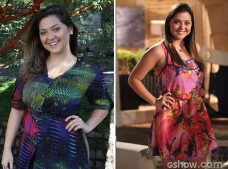 Polliana Aleixo antes e depois de perder cinco quilos