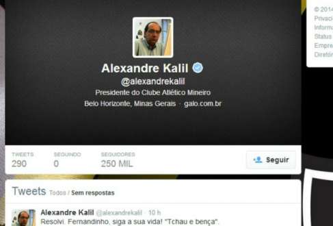Brasileirão 2014 - Pelo Twitter, Kalil encerra vínculo com Fernandinho