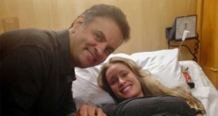 O senador e a esposa Letícia Weber, de 34 anos, antes do parto