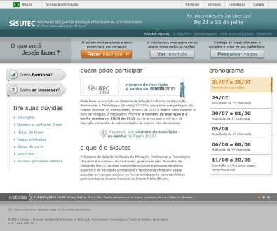 Educação - Inscrições para o Sisutec 2014 são prorrogadas até domingo