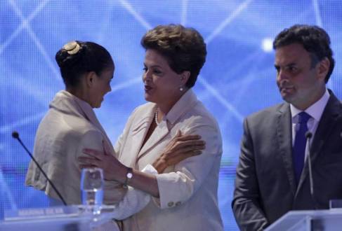 Marina, Dilma e Aécio em debate na Band, na última terça-feira