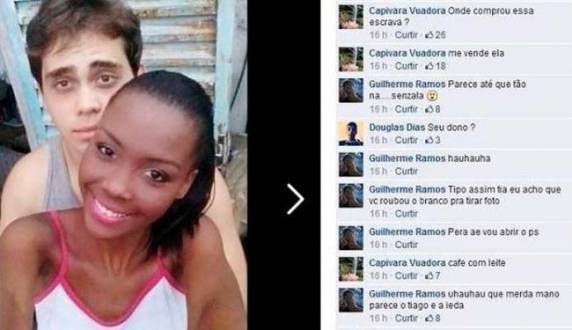 Casal recebeu ofensas no Facebook por causa dessa foto. (Reprodução/Facebook).