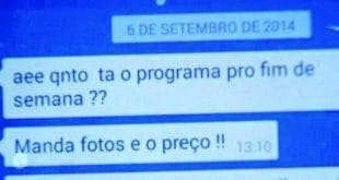 Uma das vítimas recebeu várias mensagens pedindo programa