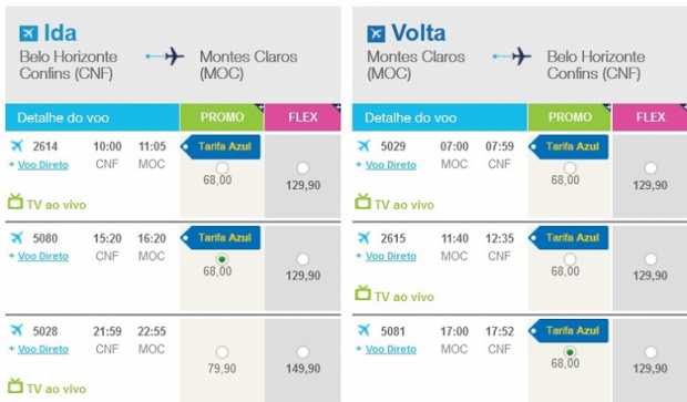 Promoção neste fim de semana garante passagem por R$ 68 nos voos partindo de Montes Claros