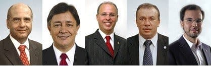 Candidatos eleitos a deputado estadual; Arlen Santiago, Carlos Pimenta, Gil Pereira, Paulo Guedes e Tadeuzinho (Foto: Reprodução Assembleia de Minas)