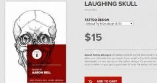 Site também oferece desenhos prontos de tatuagem para vender.