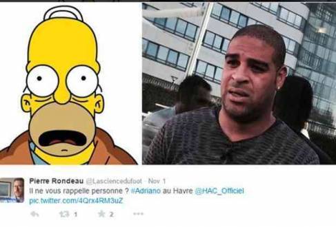 Para franceses, Adriano faz o "perfil" de Homer Simpson