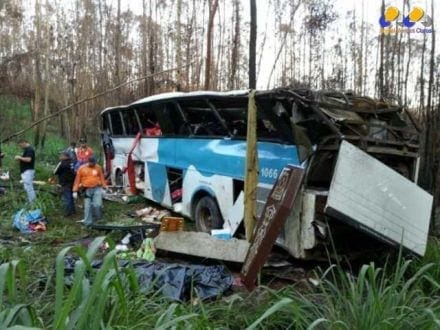MG - Ônibus cai em ribanceira e deixa 5 mortos e 24 feridos