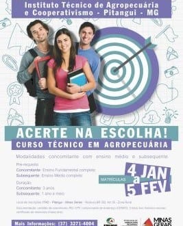 Cursos - EPAMIG abre inscrições para curso Técnico em Agropecuária