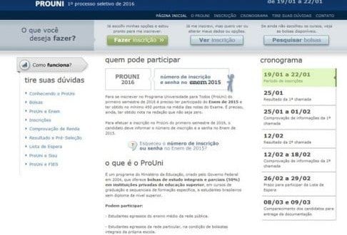 ProUni 2016 divulga nesta segunda lista de pré-selecionados na 1ª chamada