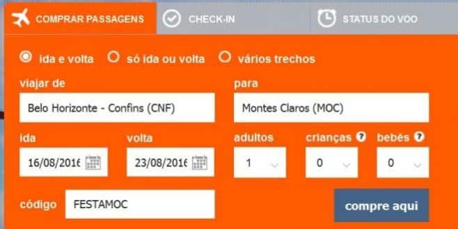 Saiba o código promocional que garante desconto nas viagens de avião para Montes Claros