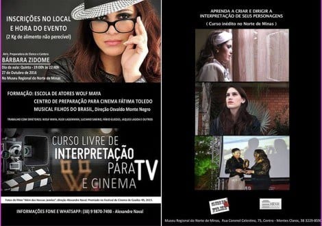 1º Curso livre de interpretação para Cinema e Tv em Montes Claros direto de São Paulo