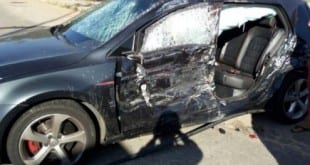 Assim ficou o carro em que estava o filho de Fátima Bernardes e William Bonner