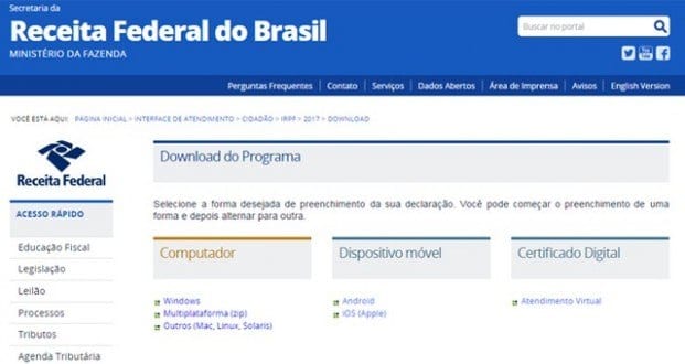 Receita Federal libera hoje programa da declaração de Imposto de Renda