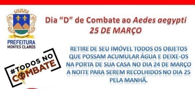 Montes Claros - Defesa Civil convoca para o ‘Dia D de combate ao Aedes aegypti’