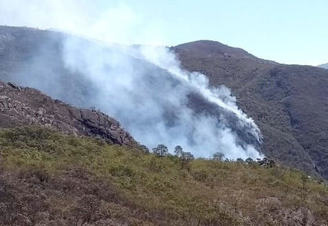 Área queimada no Pico do Itacolomi ainda não informada; suspeita é de incêndio criminoso