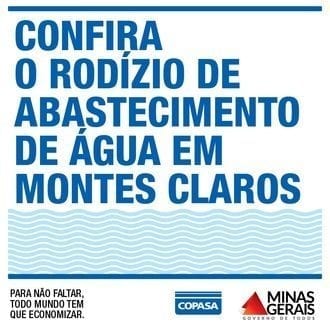 Montes Claros – Saiba como a Copasa adotará o rodízio a partir desta terça-feira (12) em toda Montes Claros