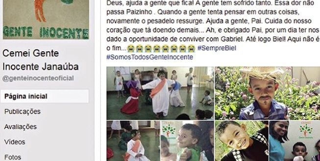Aluno da creche Gente Inocente, em Janaúba, Gabriel de Oliveira lutou pela vida por três meses, mas não resistiu