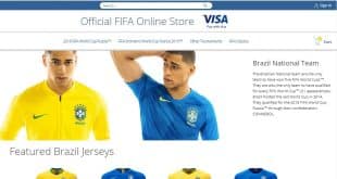 Nas lojas oficiais da Fifa, uma camisa de torcedor da Seleção Brasileira custa US$ 89,99, o que na atual cotação dá aproximadamente R$ 360. Foto: Reprodução/Site Oficial/Fifa