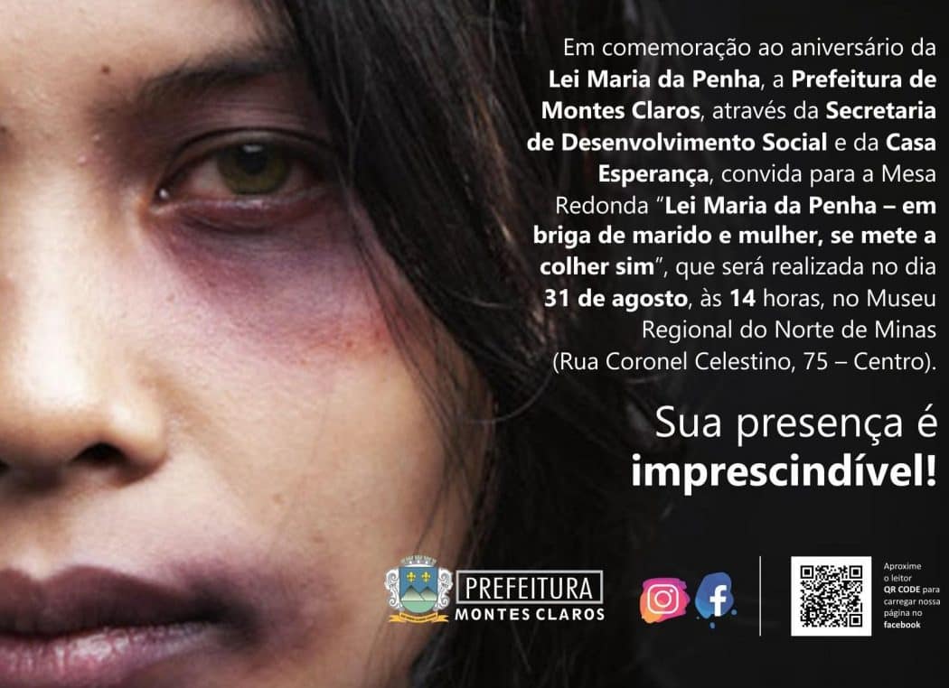 Prefeitura de Montes Claros vai realizar mesa redonda em comemoração aos 12 anos da Lei Maria da Penha