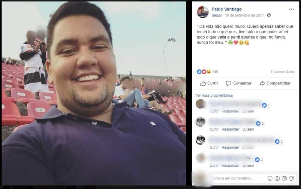 Em uma foto postada nas redes sociais, vítima morta pelos disparos em Francisco Sá escreveu sobre a vida (Foto: Reprodução/Facebook)