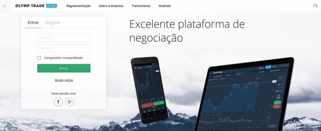 Foto: Plataforma de negociação Olymp Trade.