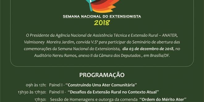 Anater realiza programação especial em comemoração os 70 anos da Extensão Rural do Brasil