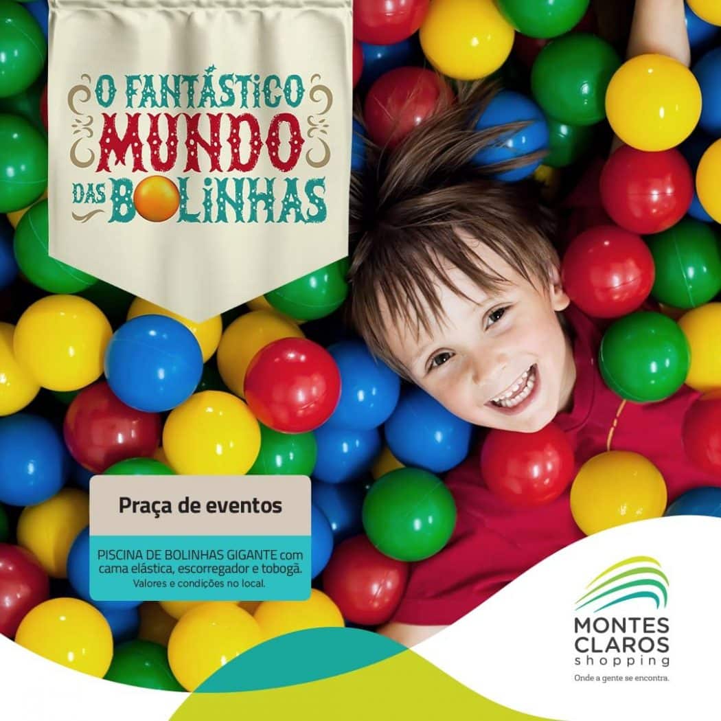 Piscina de bolinhas gigante é opção de diversão no Montes Claros Shopping
