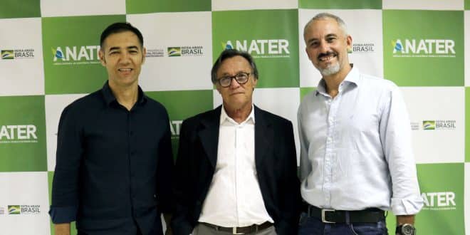 Presidente da Anater, José Maria Pimenta Lima, Coordenador do Incaper, Luis Bricali e o analista da Anater, Luis Tividini