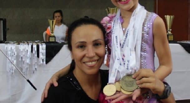 A ginasta disputou na categoria Kids, nas modalidades mãos livres, bola, arco e fita; ao todo ela levou para casa seis medalhas.