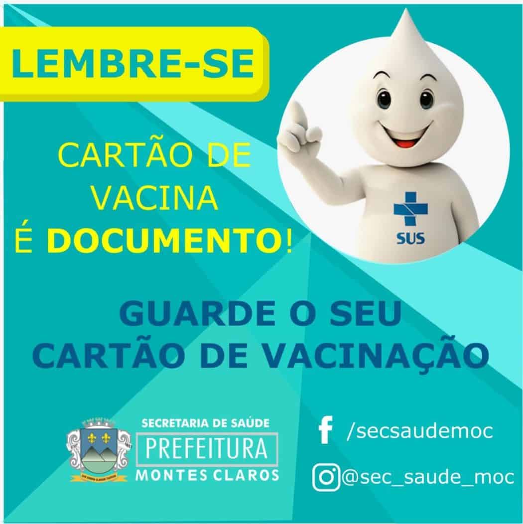 Montes Claros - Campanha conscientiza a população sobre a importância de se guardar o Cartão de Vacinação