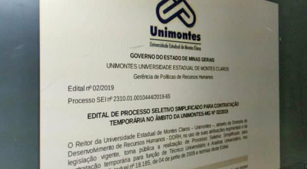 Montes Claros - Unimontes divulga editais de processos seletivos para contratação temporária de servidores