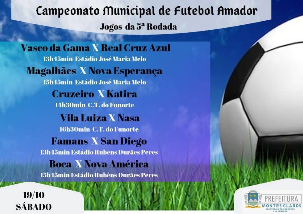 Montes Claros - 5º rodada do torneio de Futebol Amador, acontece neste sábado