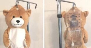 Garota de 12 anos cria ursinho para esconder bolsas de soro em hospitais