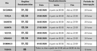 Montes Claros – Confira o rodízio de fornecimento de água em Montes Claros na semana de 24/02/2020 a 01/03/2020