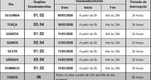 Montes Claros – Confira o rodízio de fornecimento de água em Montes Claros na semana de 09/03/2020 a 15/03/2020