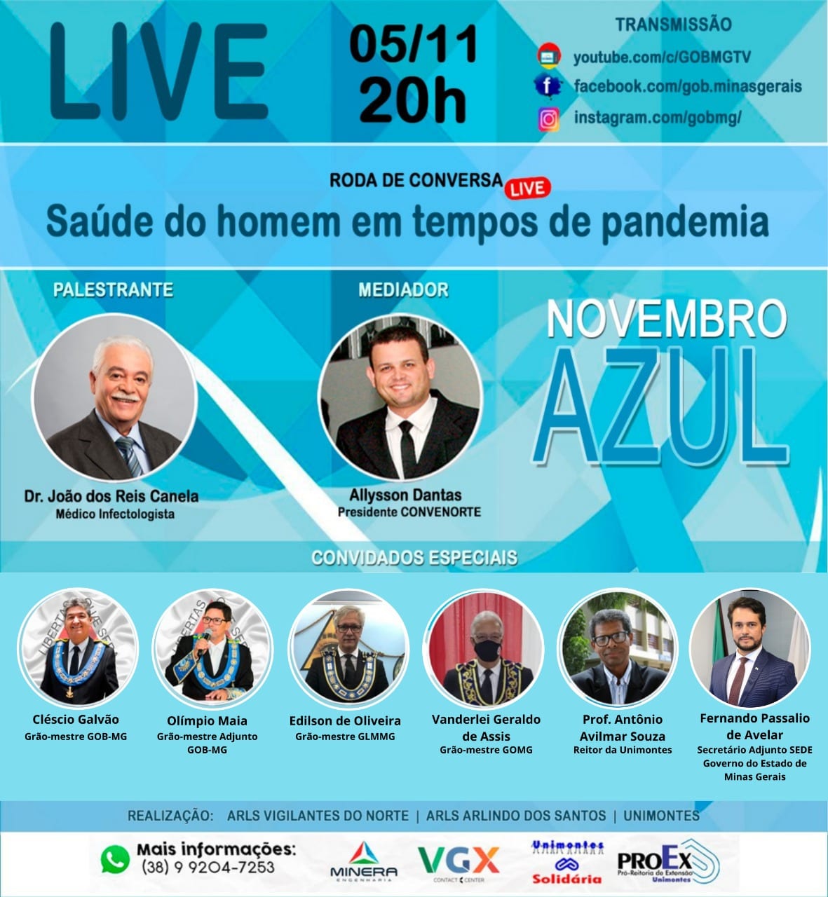 Montes Claros - Unimontes e Maçonaria realizam a ação “Novembro Azul – Elas por Eles”, campanha de conscientização sobre câncer de próstata e saúde do homem