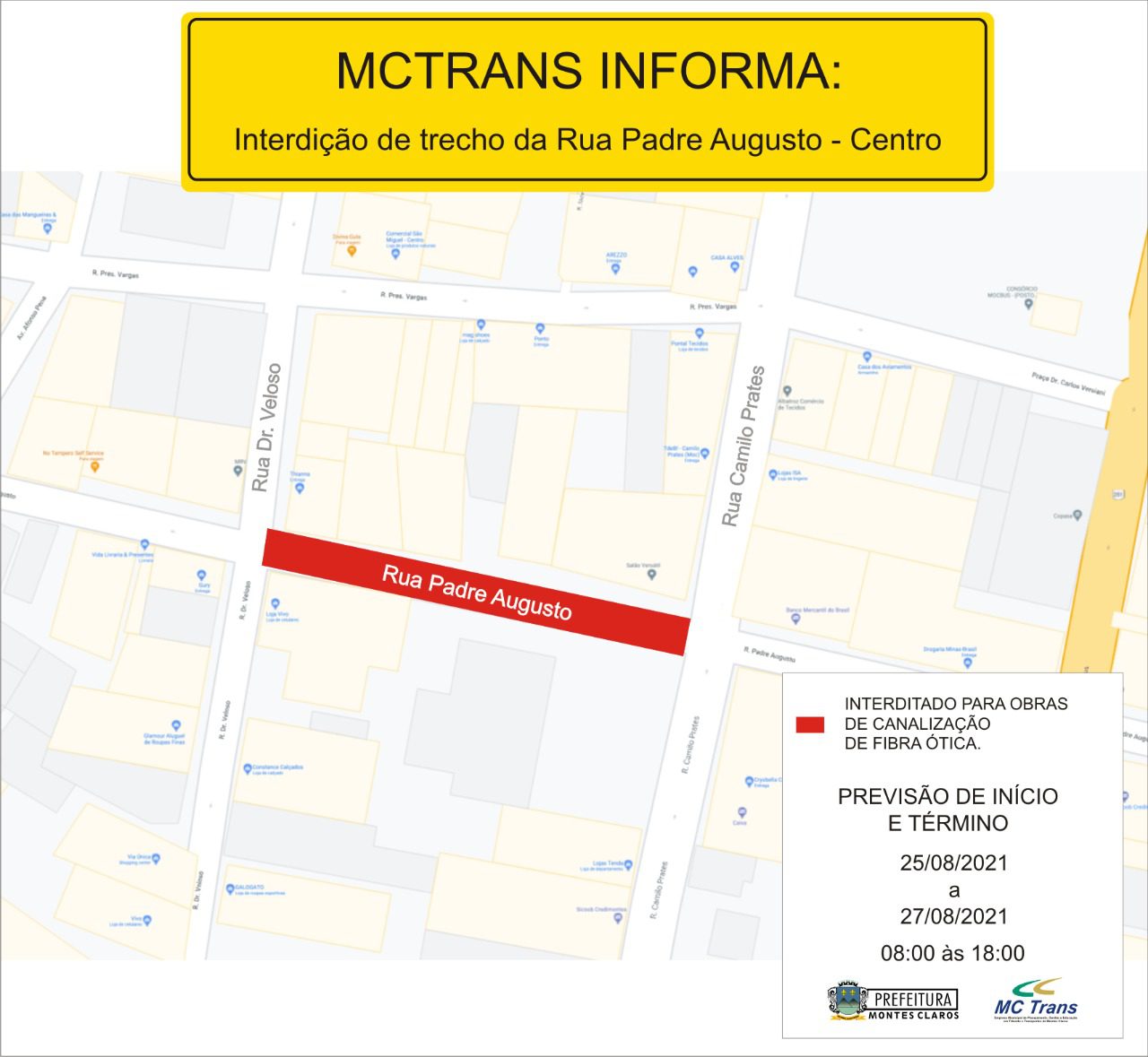 Montes Claros - MCTrans vai interditar rua Padre Augusto