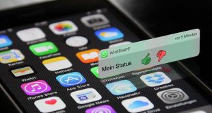 Celular ligado com destaque para barra de notificações do WhatsApp