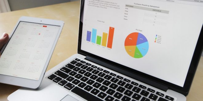 Gráficos em tela de notebook