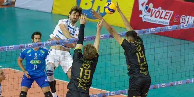 MOC Vôlei perde para Sada Cruzeiro por três sets a zero em casa cheia no Caldeirão e é eliminado do Campeonato Mineiro