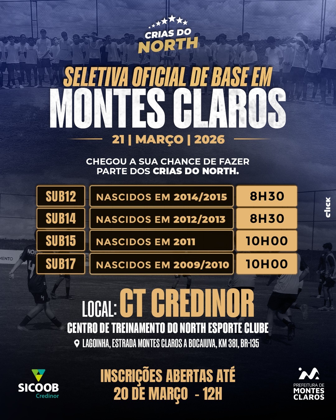 Montes Claros: North Esporte Clube realiza seletiva para jovens atletas no dia 21 de março