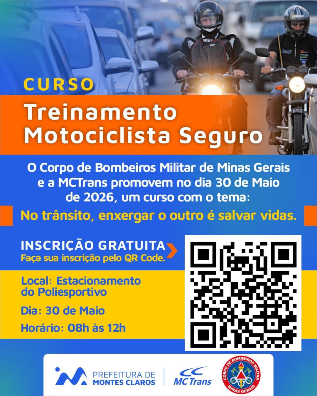Corpo de Bombeiros realiza treinamento para motociclistas em Montes Claros
